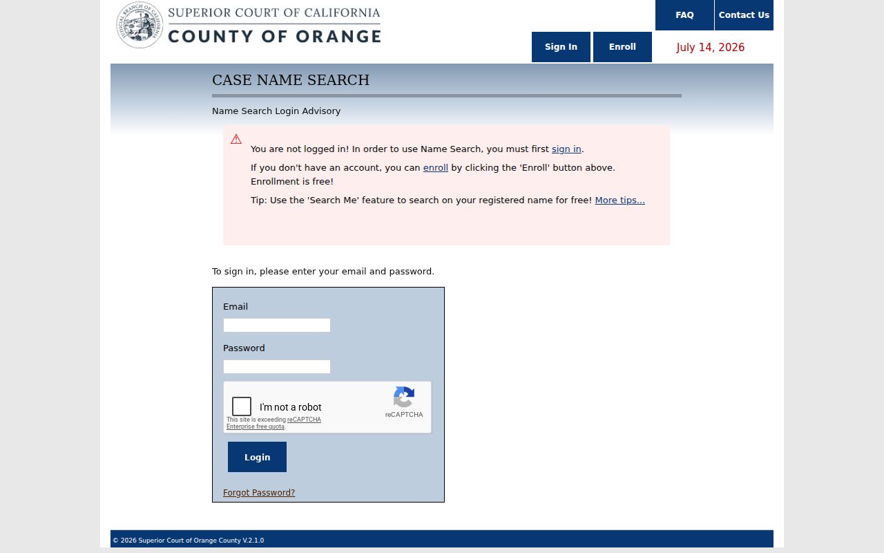 Tustin people search by name in Orange County court cases