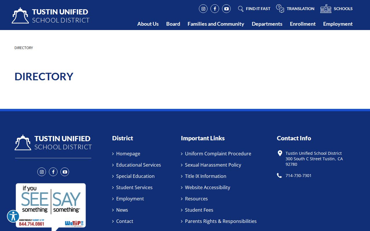Tustin people directories school and district contacts