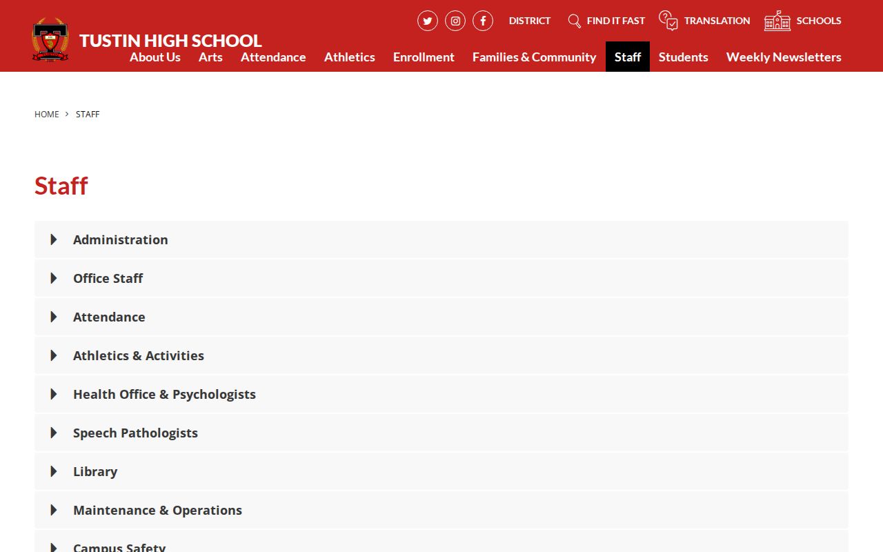Tustin people directories named school staff listings